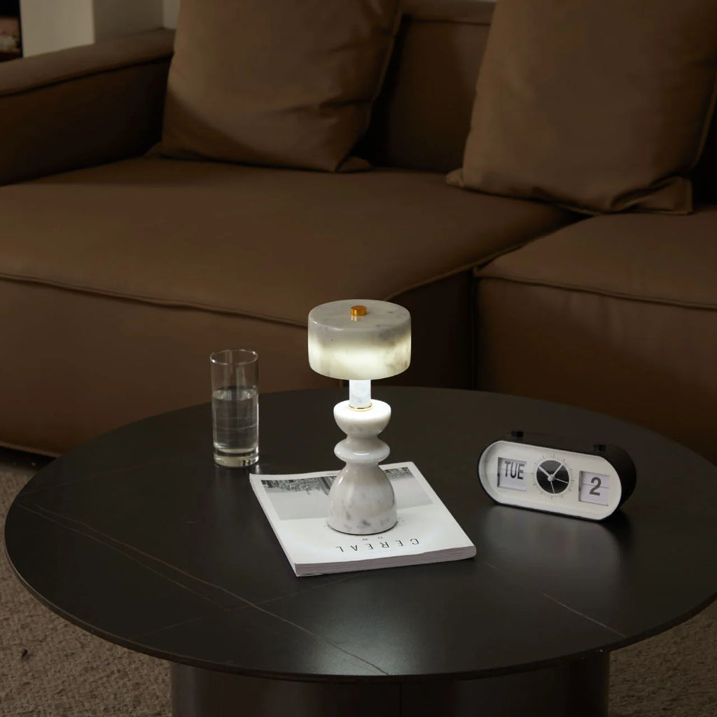Table Lamp | Marble Shade & USB-Powered LED