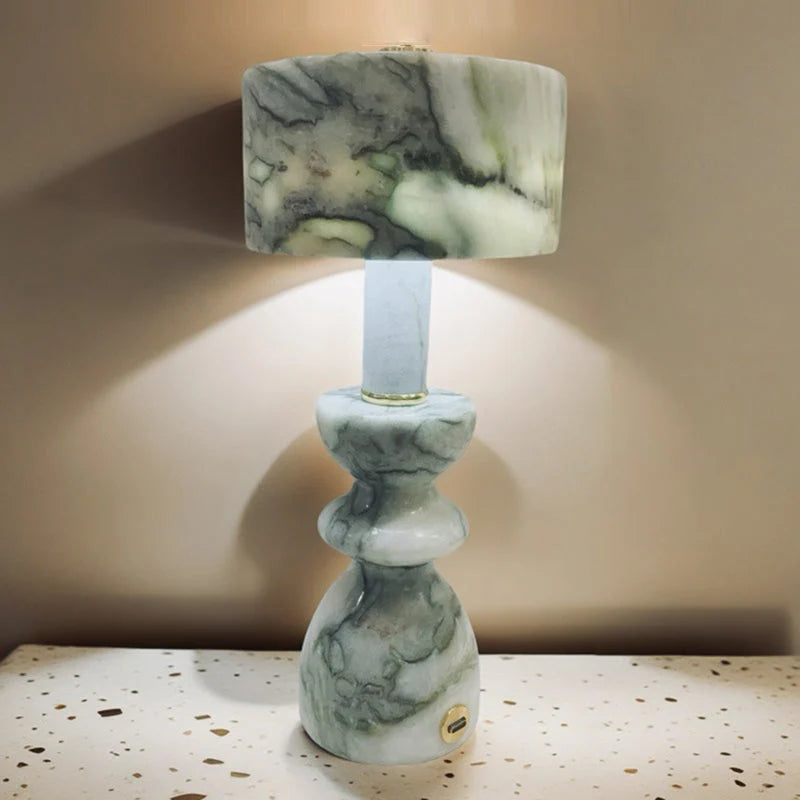 Table Lamp | Marble Shade & USB-Powered LED