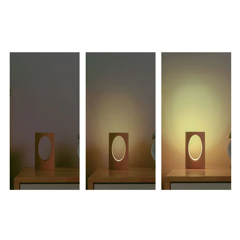 Table Lamp | Minimalist Rectangular Wood & Integrated LED USB-Powered