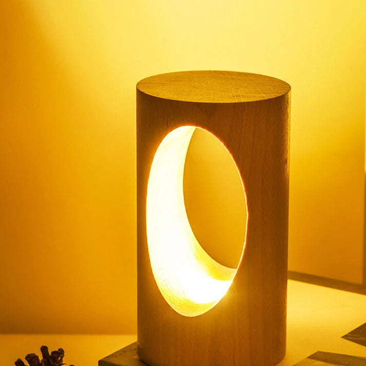 Table Lamp | Minimalist Rectangular Wood & Integrated LED USB-Powered