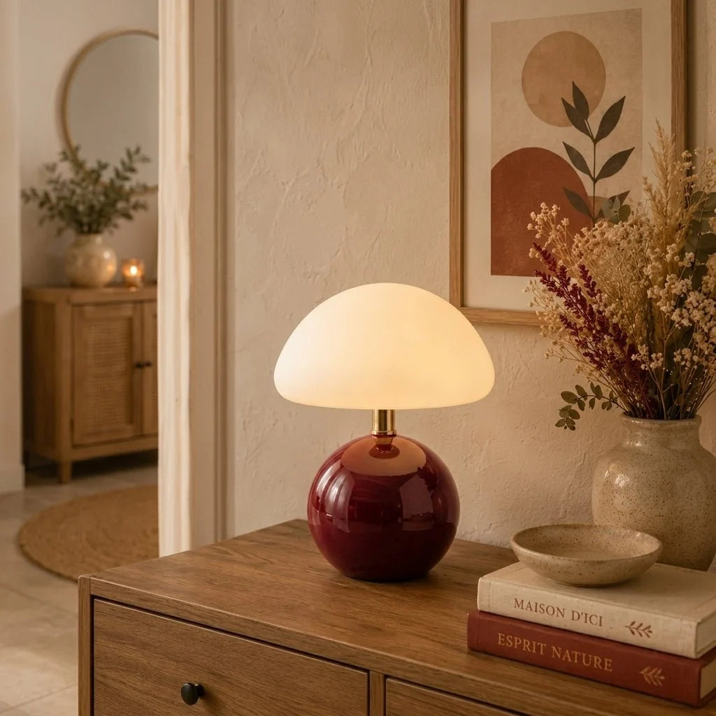 Table Lamp | Mushroom Dome Shade & Round Ball Base | Multiple Colours