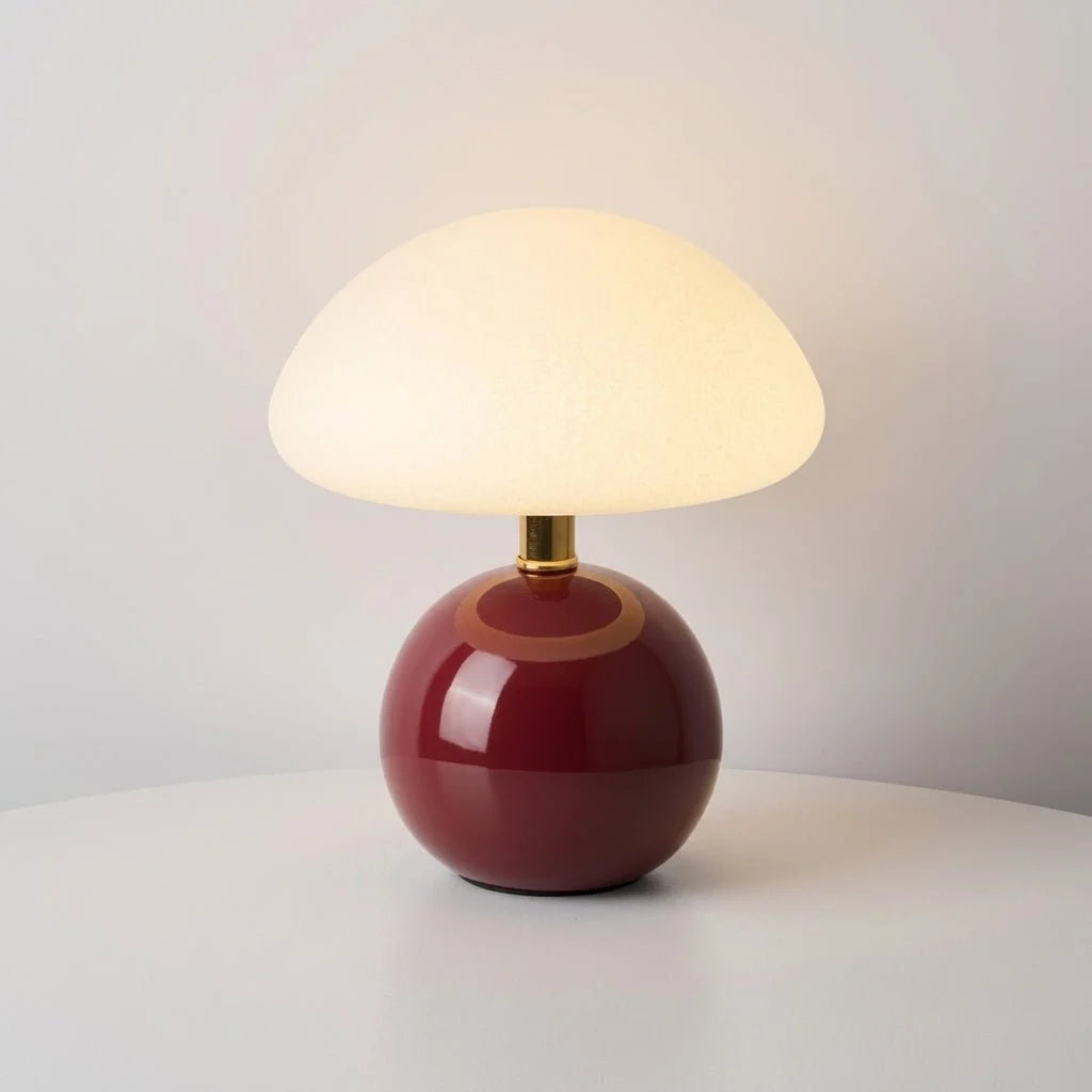 Table Lamp | Mushroom Dome Shade & Round Ball Base | Multiple Colours