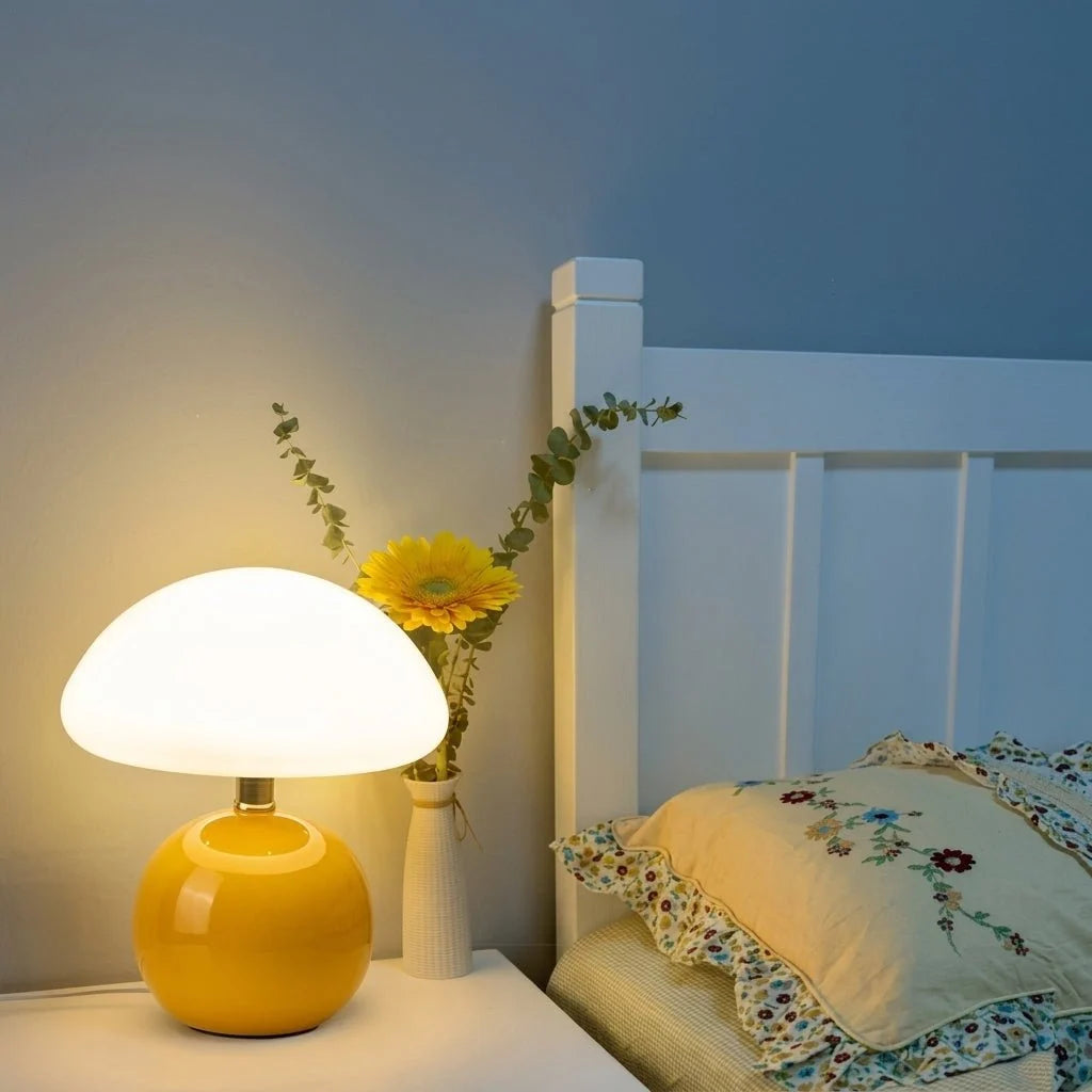 Table Lamp | Mushroom Dome Shade & Round Ball Base | Multiple Colours