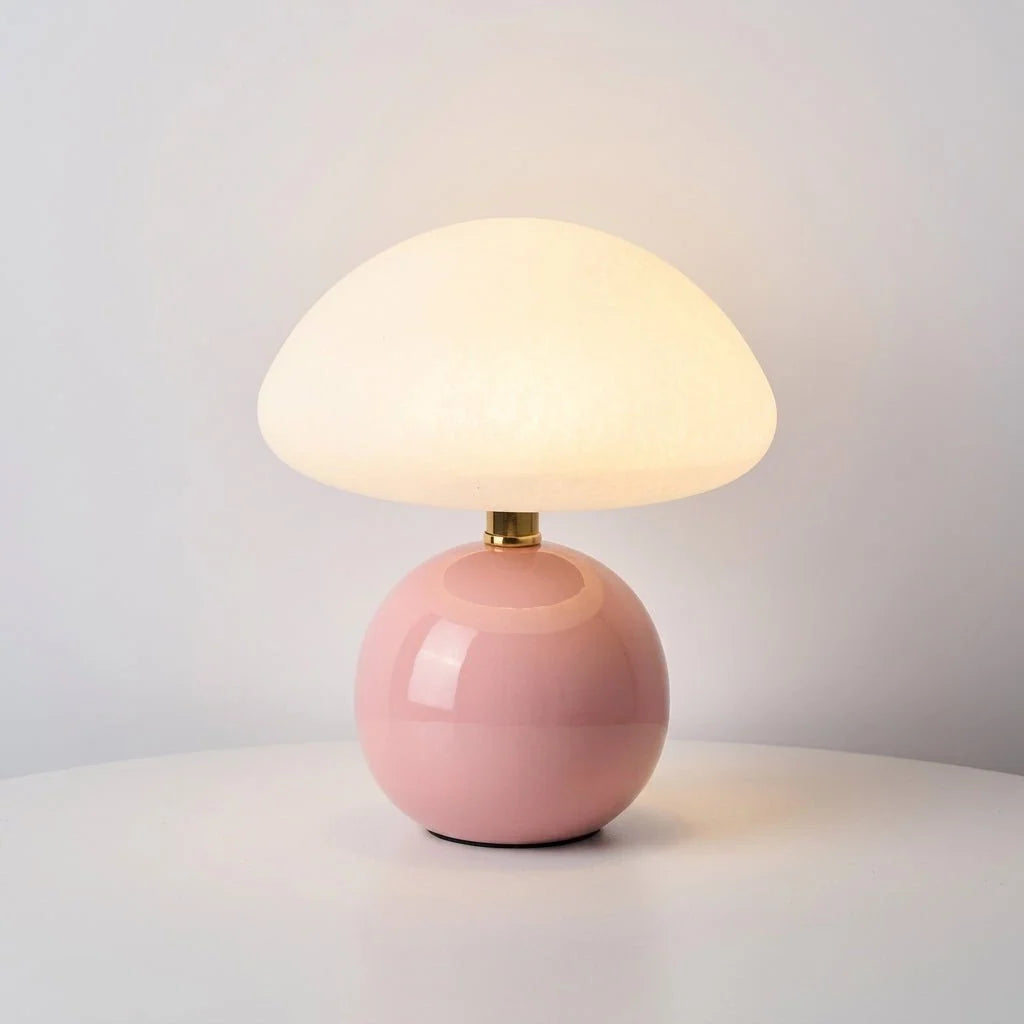 Table Lamp | Mushroom Dome Shade & Round Ball Base | Multiple Colours