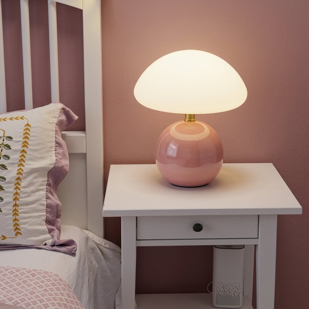 Table Lamp | Mushroom Dome Shade & Round Ball Base | Multiple Colours