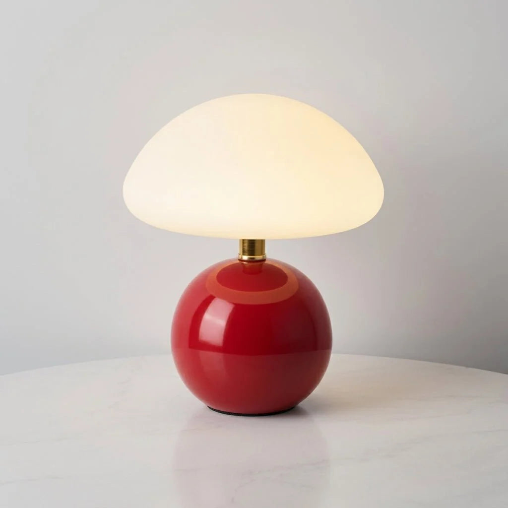 Table Lamp | Mushroom Dome Shade & Round Ball Base | Multiple Colours