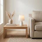 Table Lamp | Pleated Shade & Ceramic Tapered Base | Bedside Accent