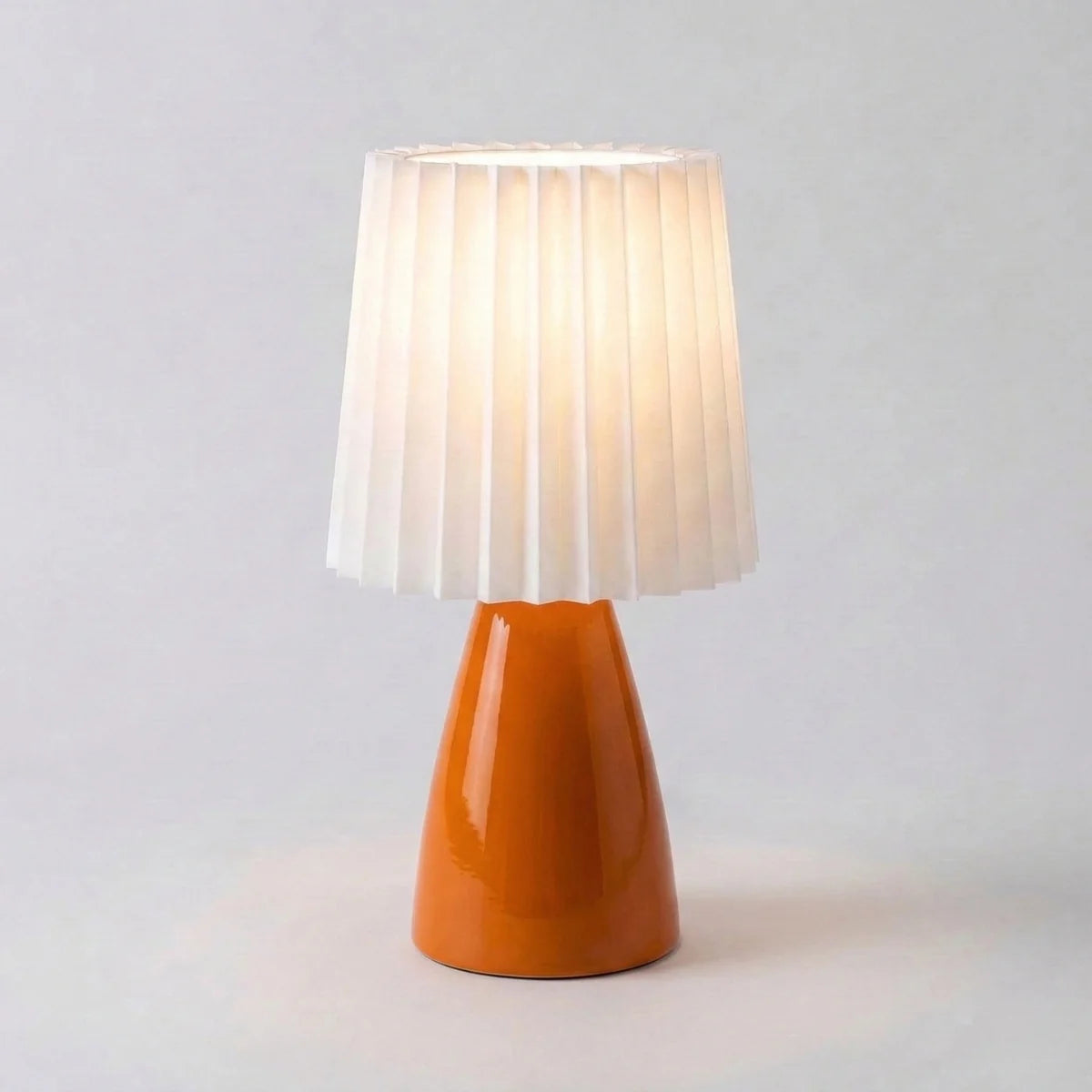Table Lamp | Pleated Shade & Ceramic Tapered Base | Bedside Accent