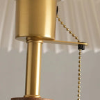 Table Lamp | Pleated Walnut Wood Shade & Brass Details | 36 cm Diameter