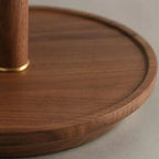 Table Lamp | Pleated Walnut Wood Shade & Brass Details | 36 cm Diameter