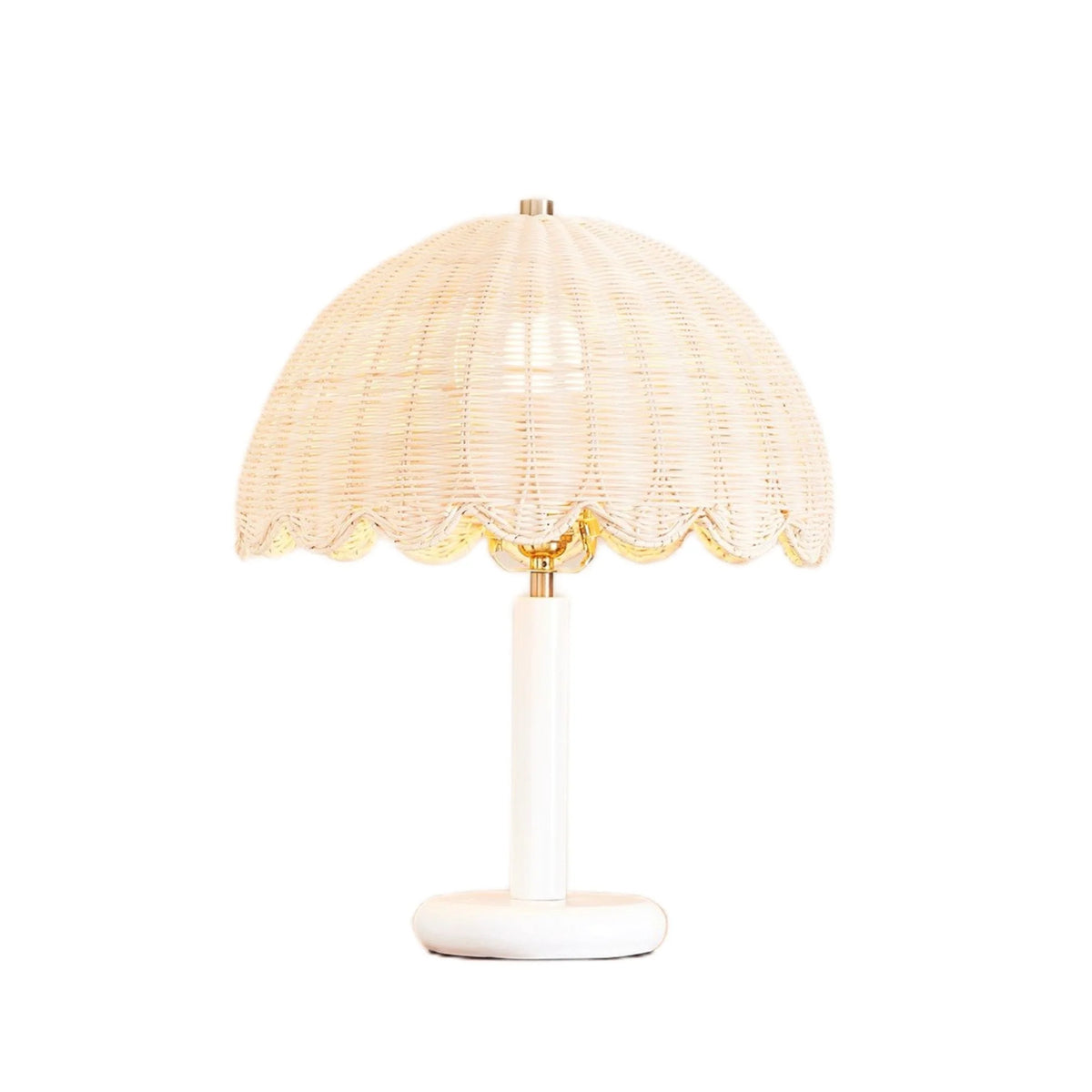 Table Lamp | Rattan Shade & Wood Base | Dimmer-Compatible