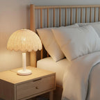 Table Lamp | Rattan Shade & Wood Base | Dimmer-Compatible