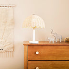 Table Lamp | Rattan Shade & Wood Base | Dimmer-Compatible