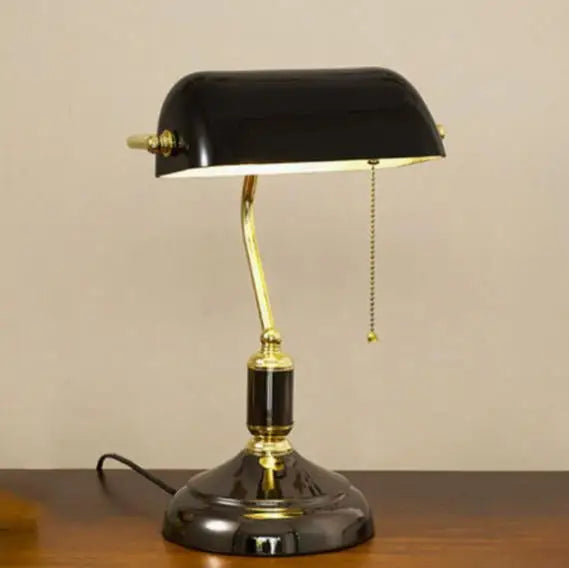 Table Lamp | Retro Iron Body & Glass Shade & USB Port