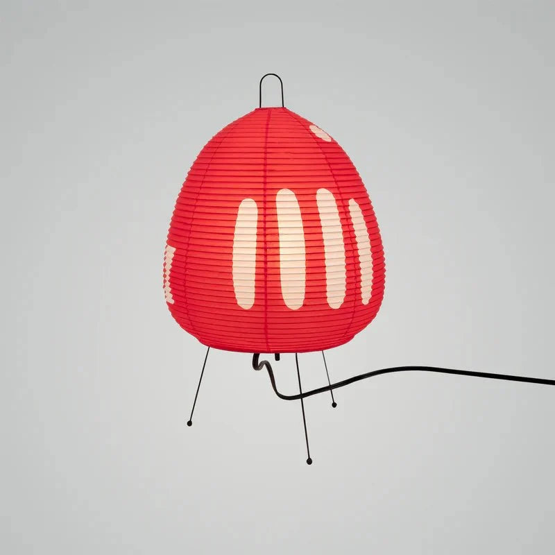Table Lamp | Rice Paper Shade & Iron Base | Retro Silhouette