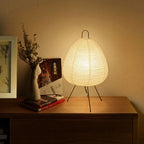 Table Lamp | Rice Paper Shade & Iron Base | Retro Silhouette