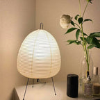 Table Lamp | Rice Paper Shade & Iron Base | Retro Silhouette