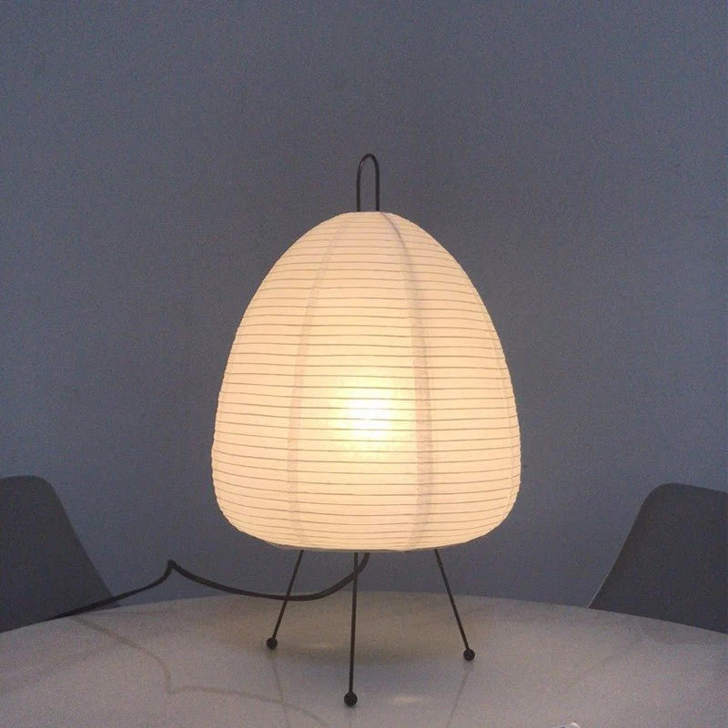 Table Lamp | Rice Paper Shade & Iron Base | Retro Silhouette