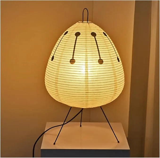 Table Lamp | Rice Paper Shade & Iron Base | Retro Silhouette