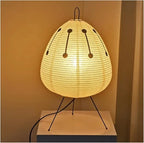 Table Lamp | Rice Paper Shade & Iron Base | Retro Silhouette