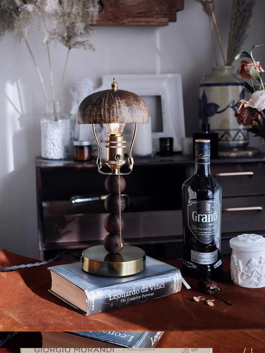 Table Lamp | Turned Wood Candlestick Design | Dimmable with Compatible Bulbs