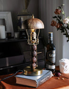 Table Lamp | Turned Wood Candlestick Design | Dimmable with Compatible Bulbs