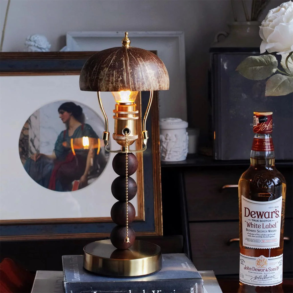 Table Lamp | Turned Wood Candlestick Design | Dimmable with Compatible Bulbs