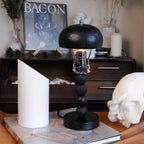 Table Lamp | Turned Wood Candlestick Design | Dimmable with Compatible Bulbs