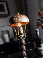 Table Lamp | Turned Wood Candlestick Design | Dimmable with Compatible Bulbs