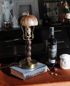 Table Lamp | Turned Wood Candlestick Design | Dimmable with Compatible Bulbs