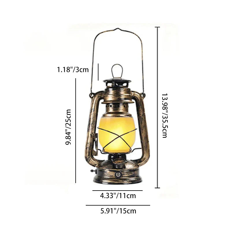 Table Lamp | Vintage Iron Base & Acrylic Shade | USB Powered