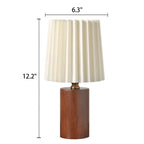 Table Lamp | Walnut Base & Pleated Fabric Shade | USB/Plug-In