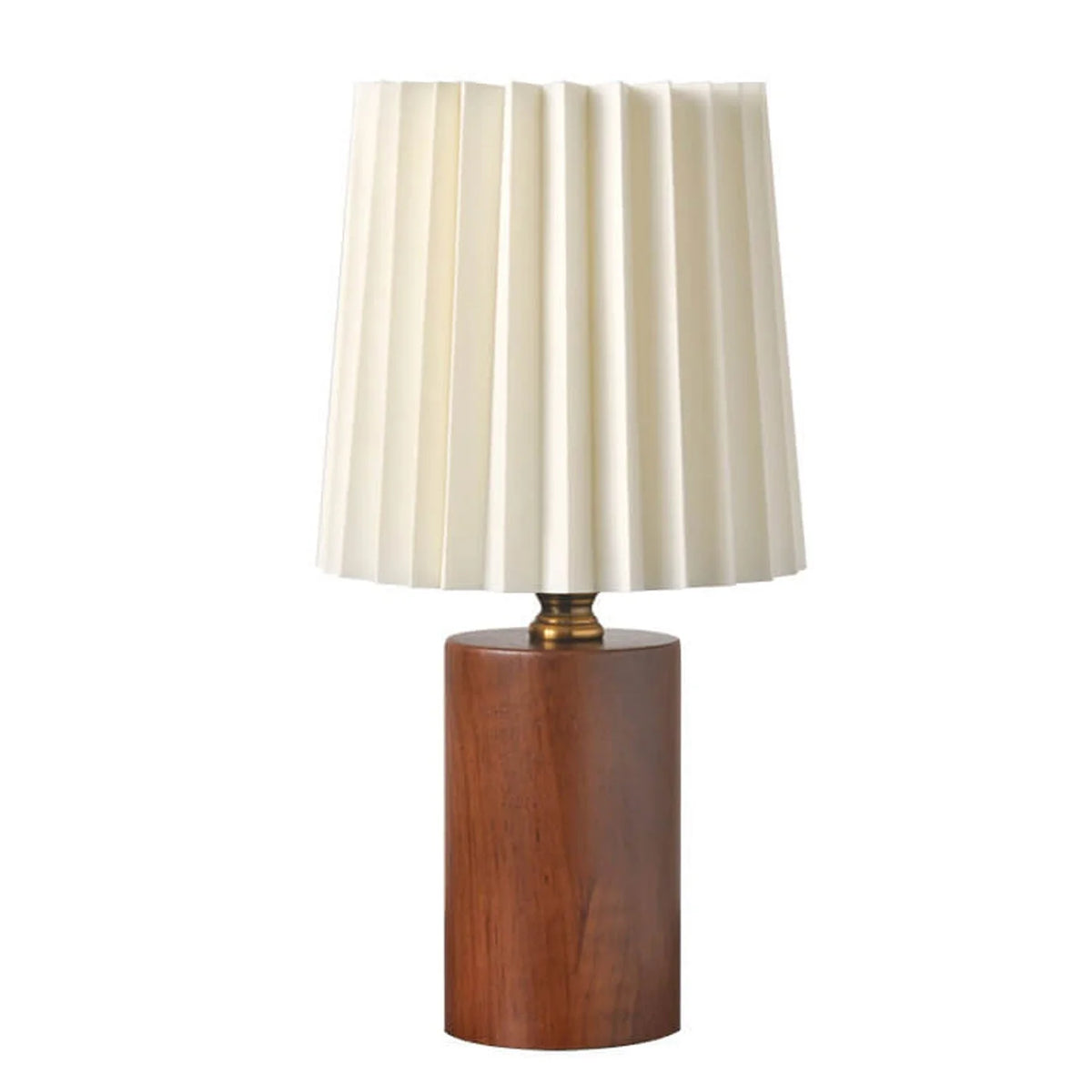 Table Lamp | Walnut Base & Pleated Fabric Shade | USB/Plug-In