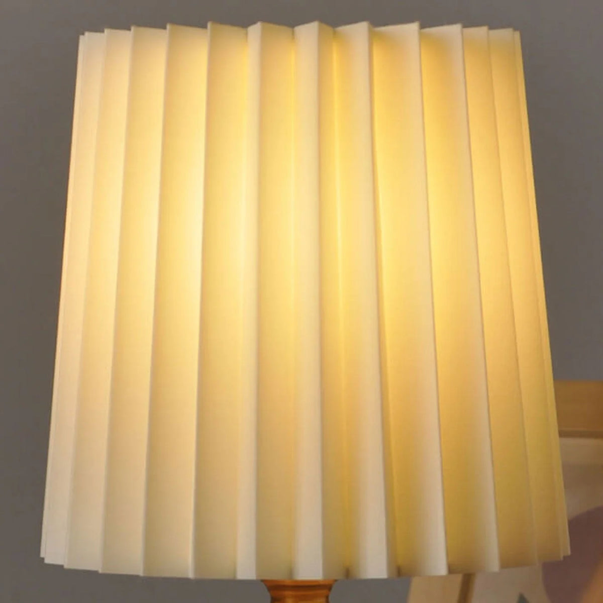Table Lamp | Walnut Base & Pleated Fabric Shade | USB/Plug-In