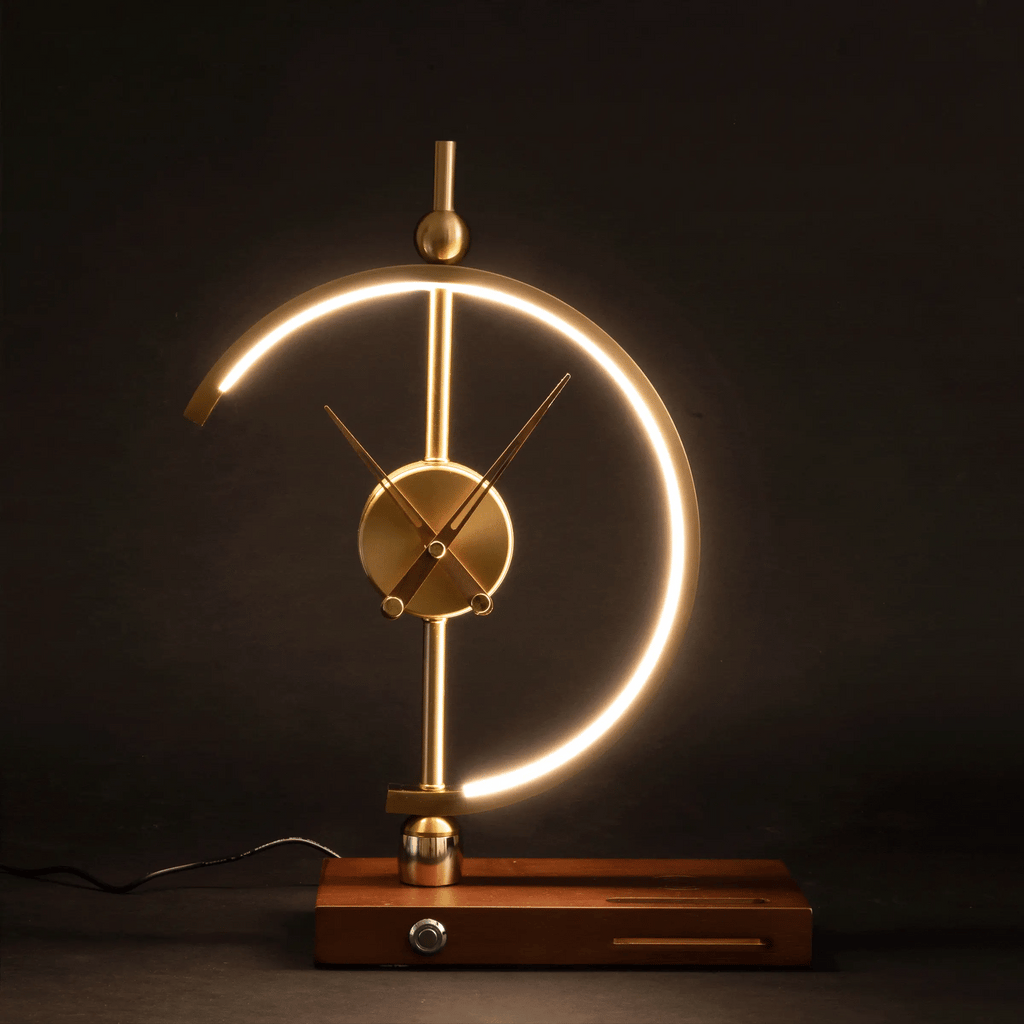 Table Lamp | Wireless Charging & Clock | Maple Wood & Metal