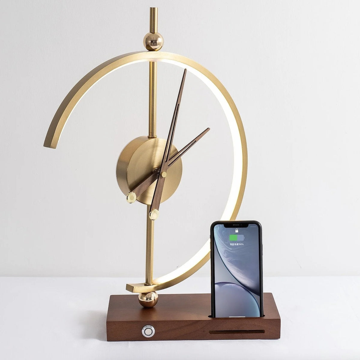 Table Lamp | Wireless Charging & Clock | Maple Wood & Metal