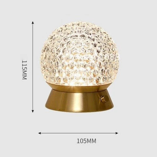 Table Lamp | Wireless Faceted Globe & Adjustable Brightness