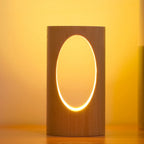 Table Lamp | Wooden Rectangular Pillar | Integrated LED & USB Powered