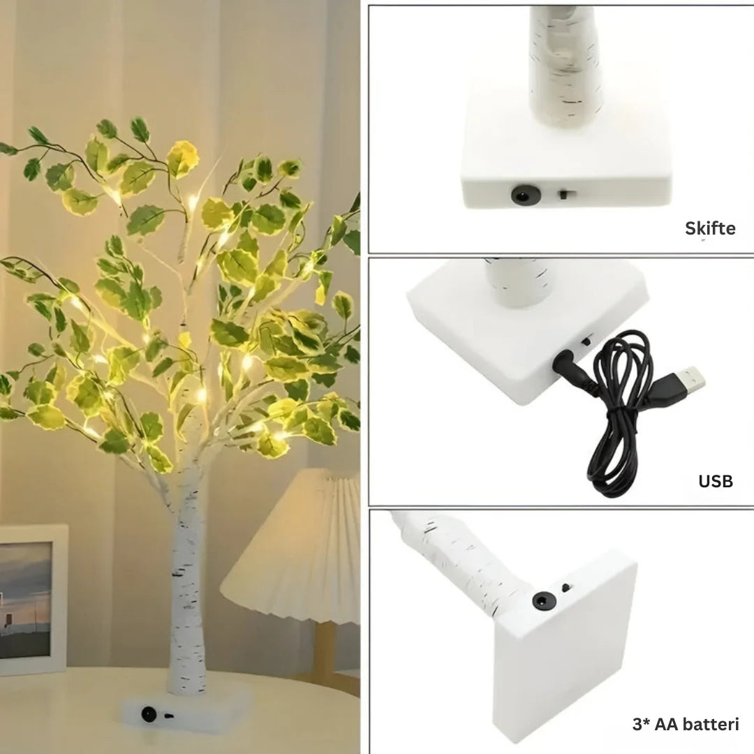 Table Lamp | Wooden Tree Design & Warm LED