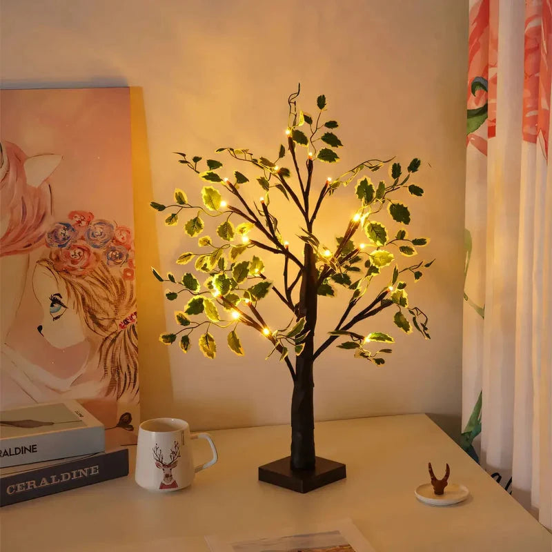Table Lamp | Wooden Tree Design & Warm LED