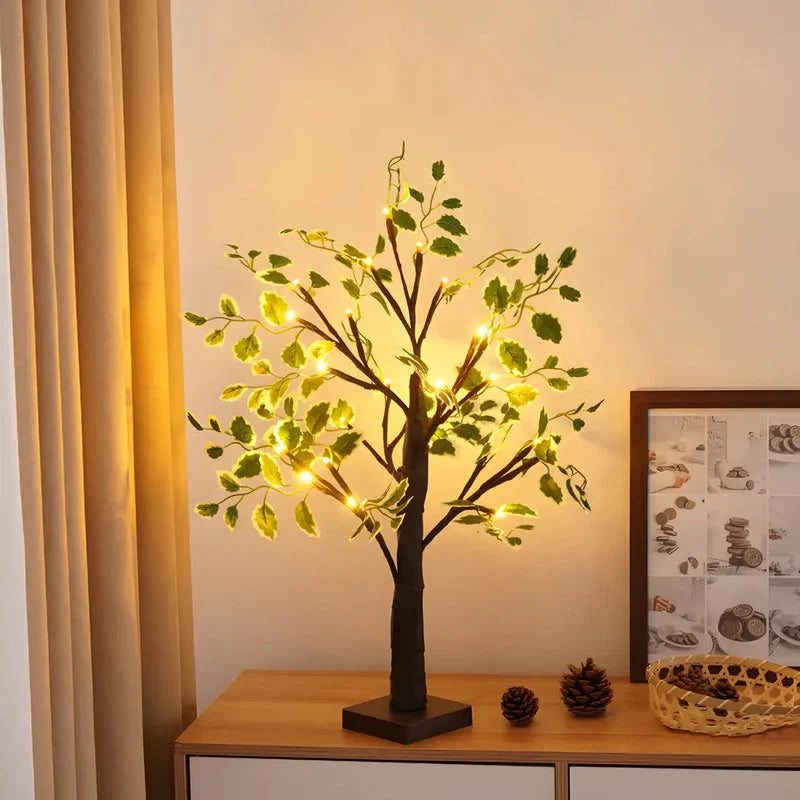 Table Lamp | Wooden Tree Design & Warm LED