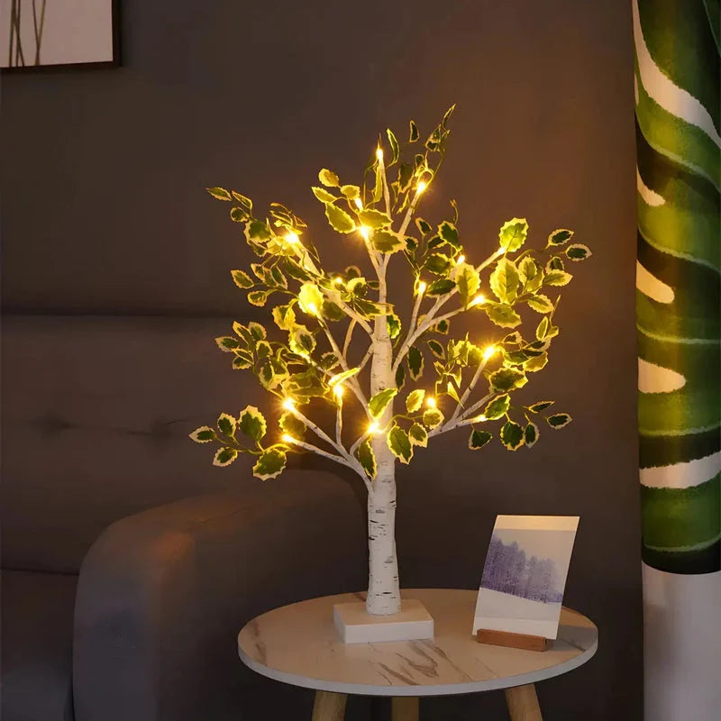 Table Lamp | Wooden Tree Design & Warm LED
