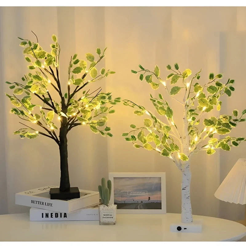 Table Lamp | Wooden Tree Design & Warm LED
