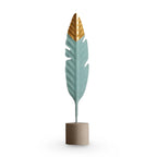 Table Ornament | Feather & Leaf Design Wood & Iron