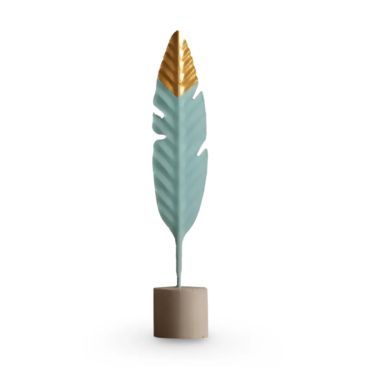 Table Ornament | Feather & Leaf Design Wood & Iron