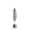 Table Ornament | Feather & Leaf Design Wood & Iron