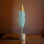 Table Ornament | Feather & Leaf Design Wood & Iron