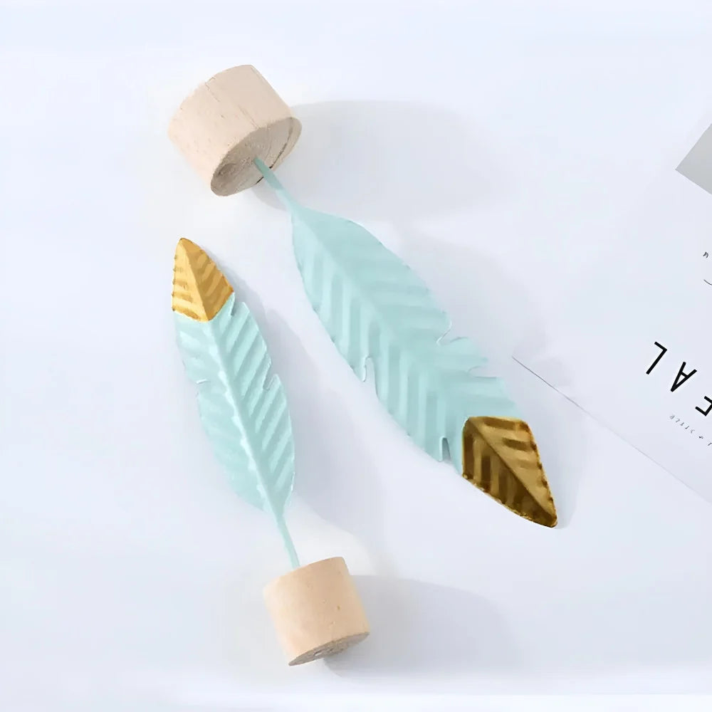 Table Ornament | Feather & Leaf Design Wood & Iron