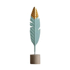 Table Ornament | Feather & Leaf Design Wood & Iron