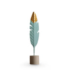 Table Ornament | Feather & Leaf Design Wood & Iron